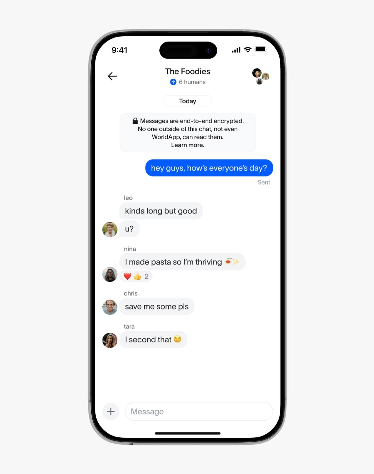 Verified conversation thread in World Chat